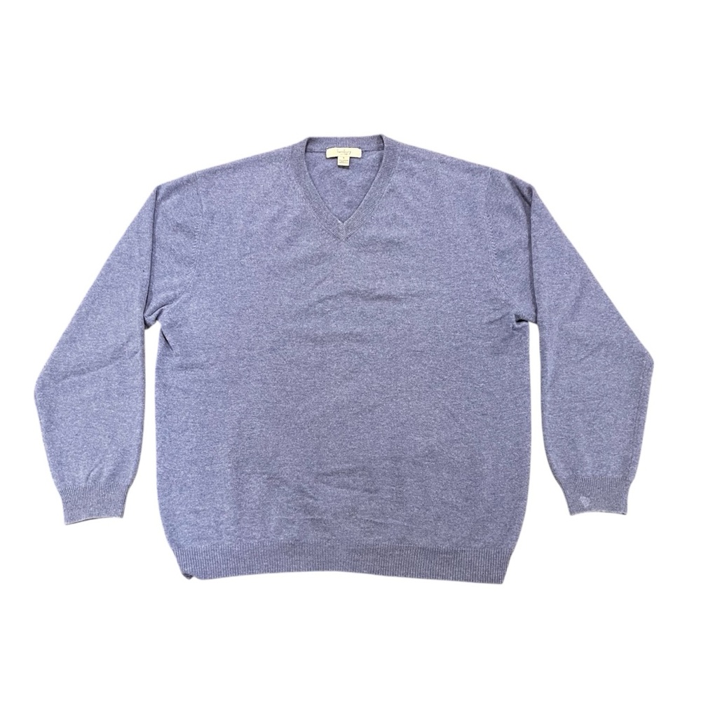 Turnbury Men’s 100%‎ Cashmere V-Neck Pullover Sweater Light Blue Large Soft